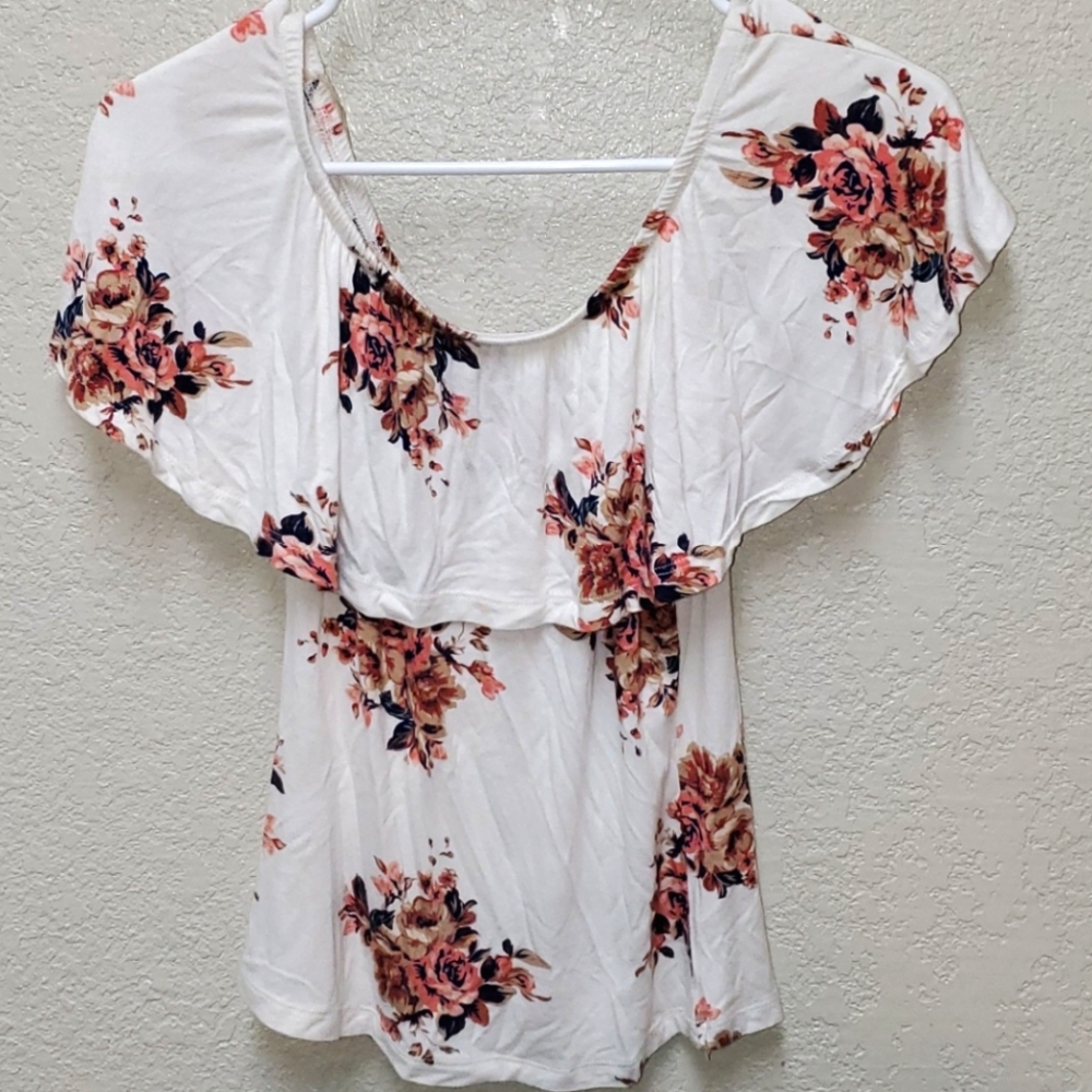 A floral off the shoulder top